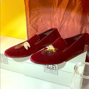 Steve Madden, burgundy velvet loafers